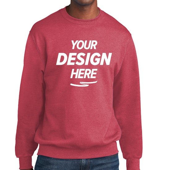 Port & Co Core Fleece Crewneck Sweatshirt — Heather Red